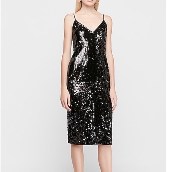 Express Black Sequin Dress Size Small NWT - Picture 1 of 5